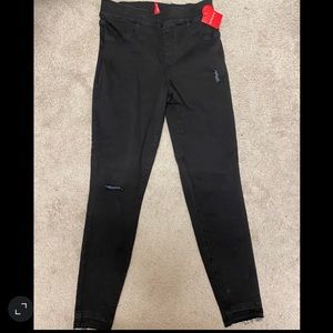 Spanx Vintage Distressed Ankle Skinny Jeans - Black - Size Large